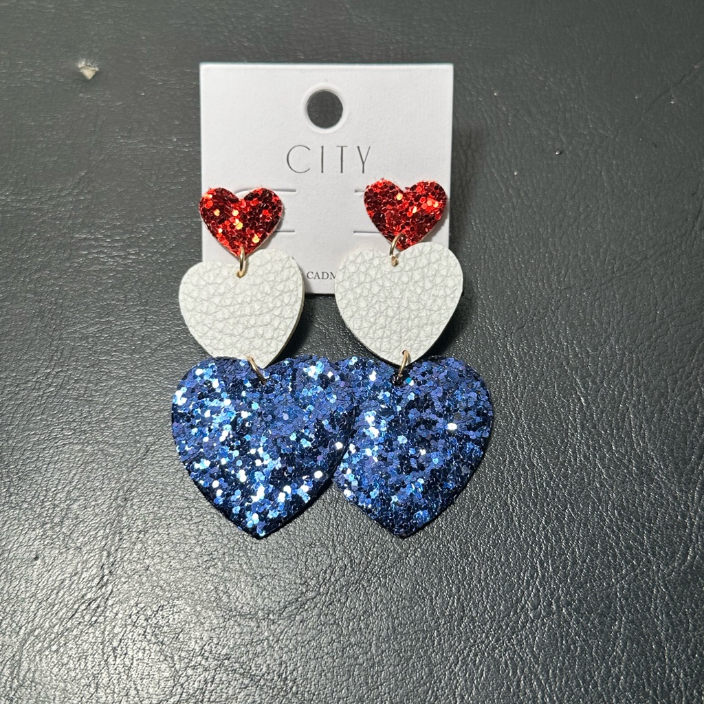 Red And Blue Heart Earrings